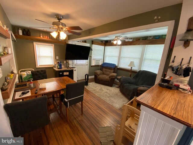 138 Seyfert Dr, Birdsboro, PA 19508 - interior space featuring wood finished floors, a ceiling fan, and a wealth of natural light