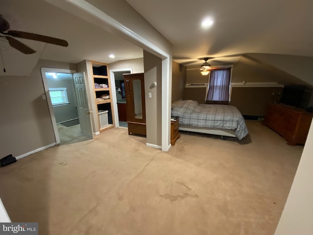 138 Seyfert Dr, Birdsboro, PA 19508 - bedroom with light carpet, ceiling fan, baseboards, and recessed lighting