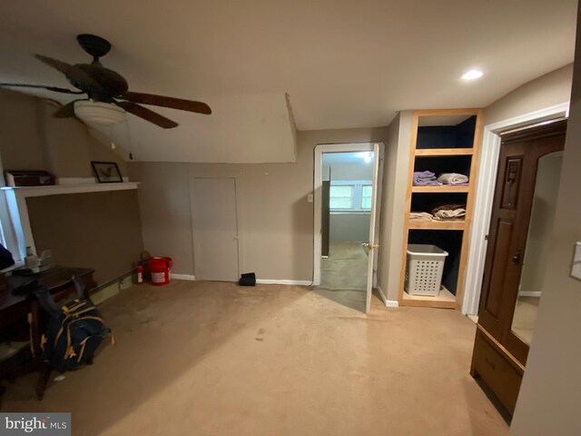 138 Seyfert Dr, Birdsboro, PA 19508 - unfurnished living room featuring ceiling fan, baseboards, carpet, and recessed lighting