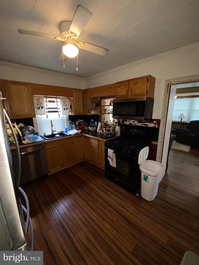138 Seyfert Dr, Birdsboro, PA 19508 - kitchen with a sink, ornamental molding, appliances with stainless steel finishes, and a healthy amount of sunlight