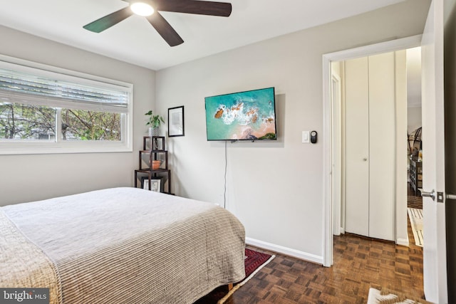 7836 Heritage Dr, Annandale, VA 22003 - bedroom with baseboards and a ceiling fan