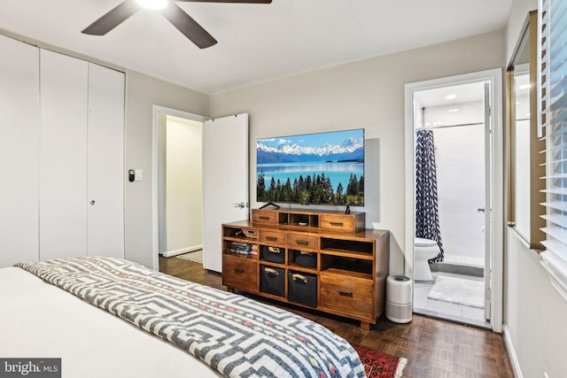 7836 Heritage Dr, Annandale, VA 22003 - bedroom featuring ensuite bathroom, a closet, ceiling fan, and baseboards
