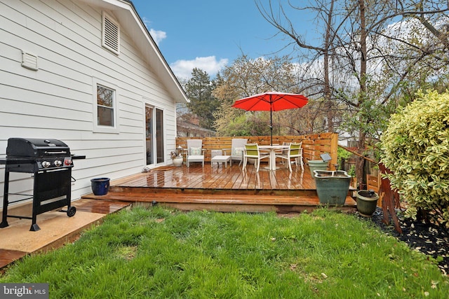 7836 Heritage Dr, Annandale, VA 22003 - wooden deck with grilling area and outdoor dining area