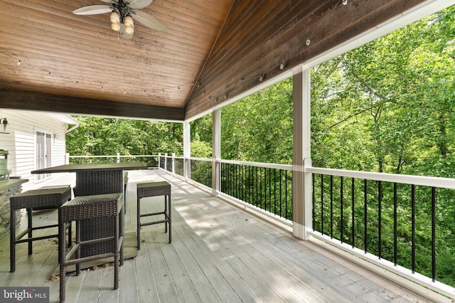 6707 Burch Hill Rd, Brandywine, MD 20613 - wooden deck with a ceiling fan