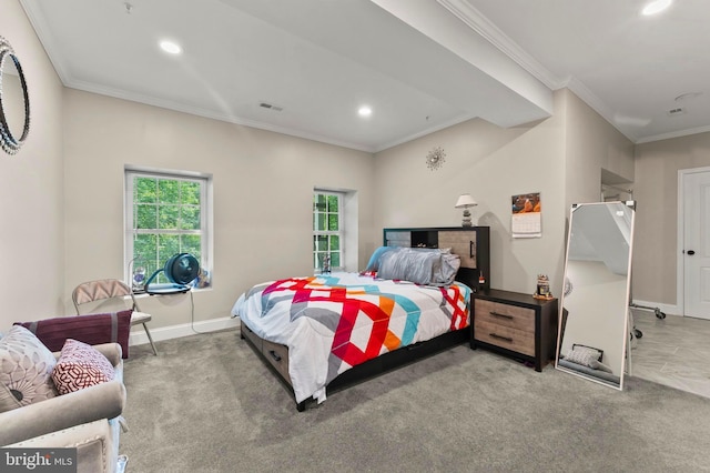 6707 Burch Hill Rd, Brandywine, MD 20613 - bedroom with carpet flooring, baseboards, recessed lighting, and crown molding