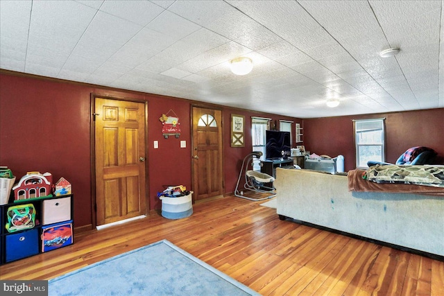 living area featuring hardwood / wood-style floors