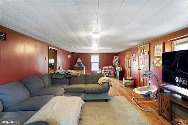 living area with wood finished floors