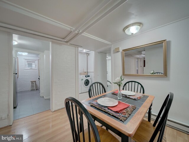1234 Monroe St NE, Washington, DC 20017 - dining area featuring washer / clothes dryer and wood finished floors
