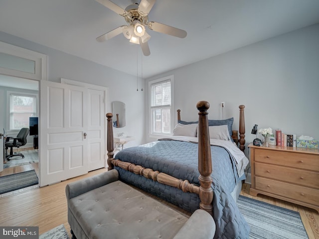 1234 Monroe St NE, Washington, DC 20017 - bedroom with light wood-style flooring, multiple windows, and a ceiling fan