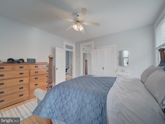 1234 Monroe St NE, Washington, DC 20017 - bedroom with a closet, ceiling fan, and light wood finished floors