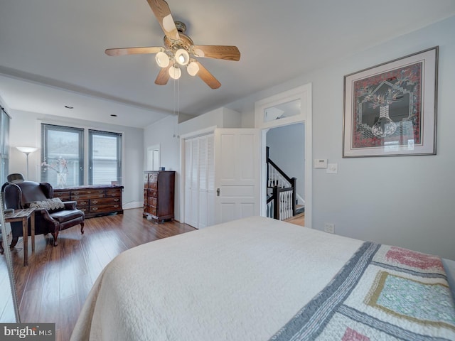 1234 Monroe St NE, Washington, DC 20017 - bedroom featuring wood finished floors, ceiling fan, and a closet