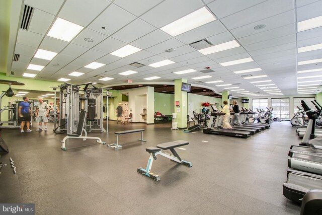 2901 S Leisure World Blvd Unit 133, Silver Spring, MD 20906 - exercise room with a drop ceiling