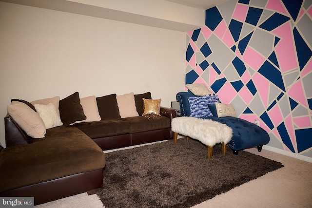 view of carpeted living area