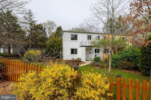 27 Ridge Rd, Greenbelt, MD 20770 - view of front of home featuring a balcony and a fenced front yard