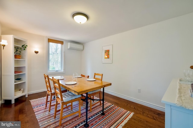 27 Ridge Rd, Greenbelt, MD 20770 - dining room featuring dark wood finished floors, baseboards, and an AC wall unit