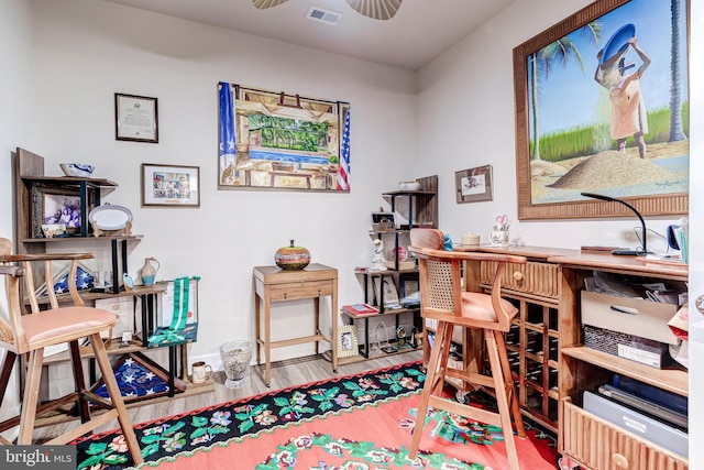 104 Saint Ives Pl Unit 409, Oxon Hill, MD 20745 - office space featuring visible vents, a ceiling fan, and wood finished floors