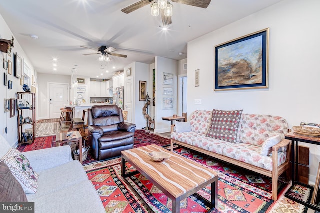 104 Saint Ives Pl Unit 409, Oxon Hill, MD 20745 - living area featuring recessed lighting, baseboards, and ceiling fan