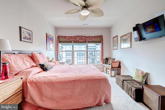 104 Saint Ives Pl Unit 409, Oxon Hill, MD 20745 - bedroom featuring a ceiling fan, visible vents, and carpet floors