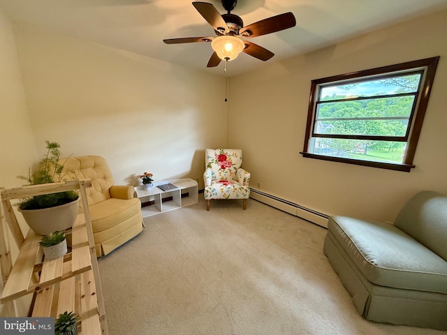 11003 Marty St NW, Lavale, MD 21502 - sitting room with baseboard heating, carpet, and ceiling fan