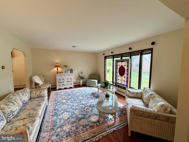 11003 Marty St NW, Lavale, MD 21502 - living room featuring wood finished floors and a baseboard radiator