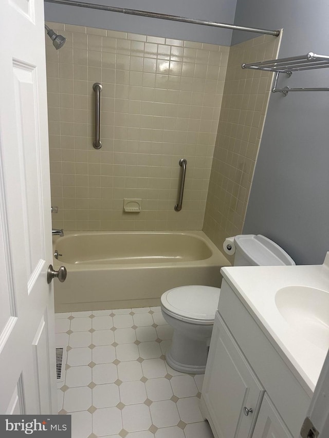 42 Rebecca Ct, Ewing, NJ 08628 - bathroom featuring toilet, tile patterned floors, bathing tub / shower combination, and vanity