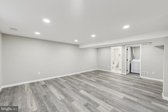 2918 Landover St, Alexandria, VA 22305 - finished below grade area with baseboards, recessed lighting, and washer / clothes dryer