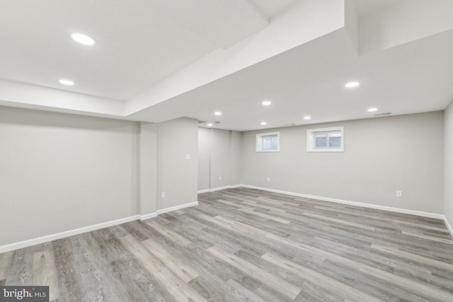 2918 Landover St, Alexandria, VA 22305 - basement with visible vents, baseboards, wood finished floors, and recessed lighting