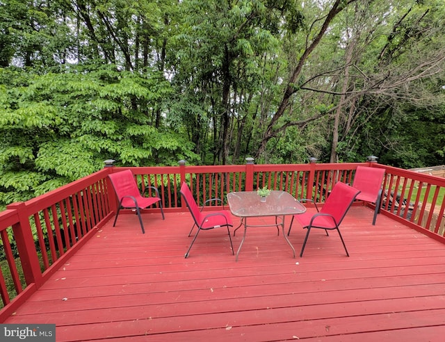 1505 Cedarcrest Ln, Frederick, MD 21702 - wooden deck featuring view of wooded area