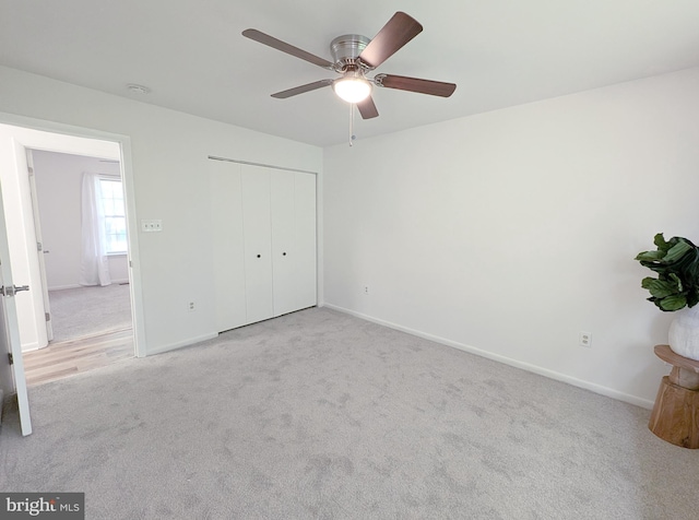 1505 Cedarcrest Ln, Frederick, MD 21702 - unfurnished bedroom featuring carpet, baseboards, a closet, and a ceiling fan