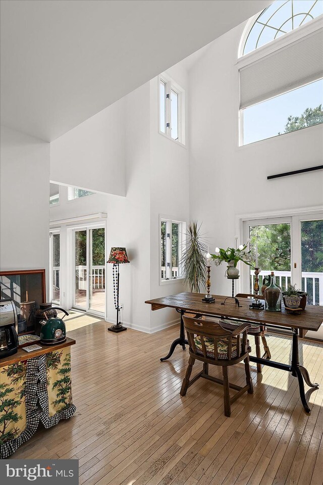 1506 N Bay Shore Dr, Milton, DE 19968 - dining area with hardwood / wood-style floors, baseboards, and a wealth of natural light