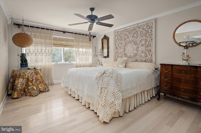 1506 N Bay Shore Dr, Milton, DE 19968 - bedroom featuring wood finished floors, ceiling fan, baseboards, and ornamental molding