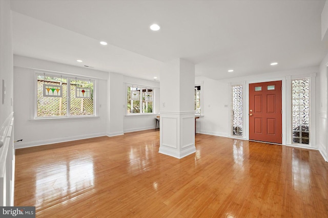 1506 N Bay Shore Dr, Milton, DE 19968 - foyer entrance with recessed lighting, light wood-style floors, and baseboards