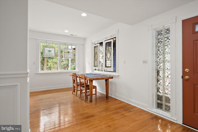 1506 N Bay Shore Dr, Milton, DE 19968 - dining space with recessed lighting, light wood-style flooring, and baseboards