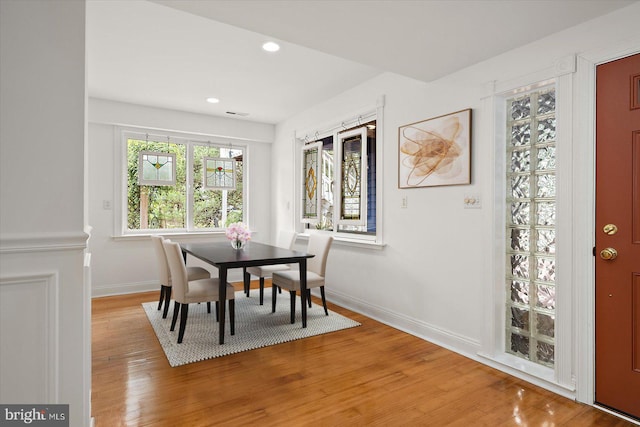 1506 N Bay Shore Dr, Milton, DE 19968 - dining area featuring recessed lighting, light wood-type flooring, and baseboards