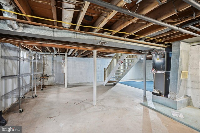 2175 Princeton Pike, Lawrenceville, NJ 08648 - unfinished below grade area featuring stairway and heating unit