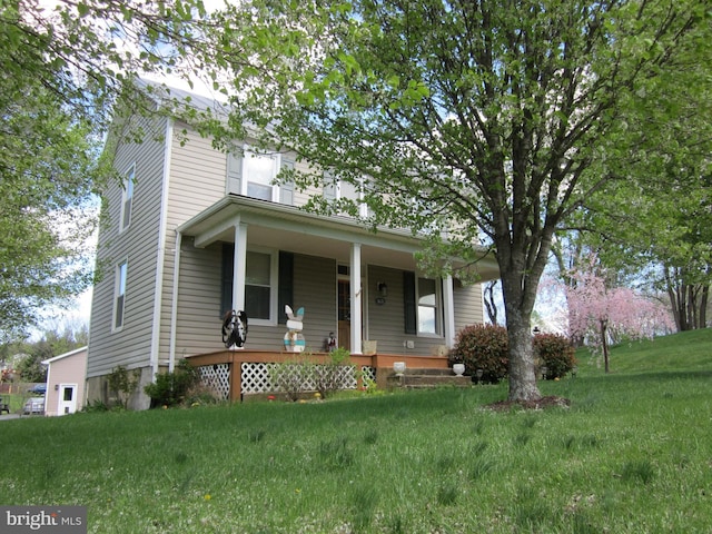 1671 Fravel Rd, Woodstock, VA 22664 - view of front of home featuring covered porch and a front yard
