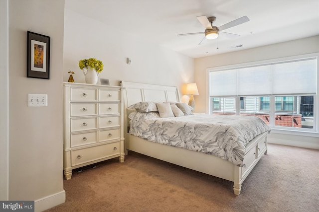 102 Saint Ives Pl Unit 209, National Harbor, MD 20745 - bedroom with visible vents, baseboards, carpet flooring, and ceiling fan