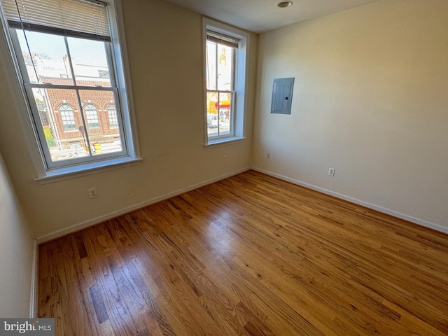 1637 Fleet St, Baltimore, MD 21231 - empty room featuring wood finished floors, baseboards, and electric panel