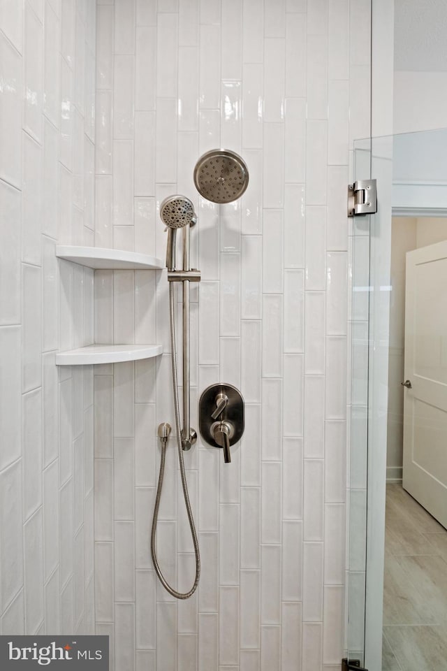 interior details with tiled shower