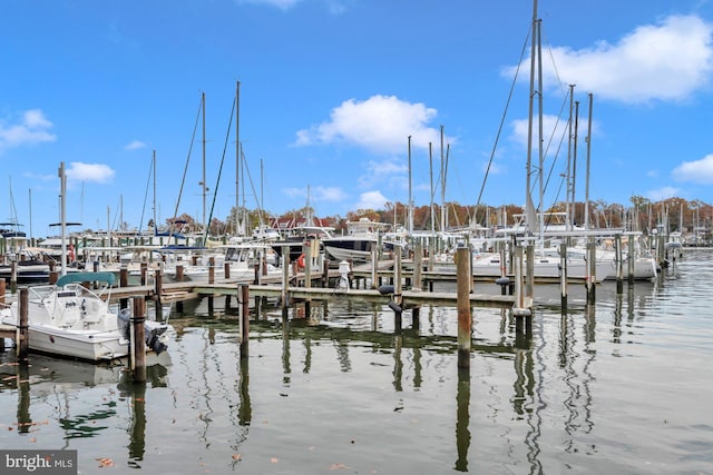 view of dock featuring a water view