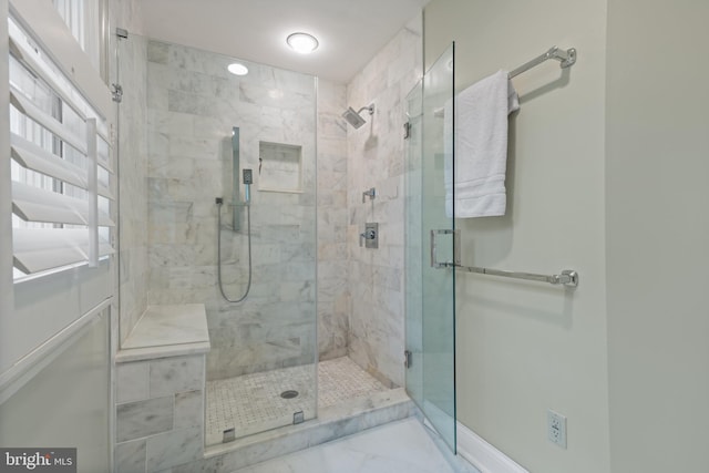 2656 Queen Anne Cir, Annapolis, MD 21403 - full bath with baseboards, a shower stall, and marble finish floor