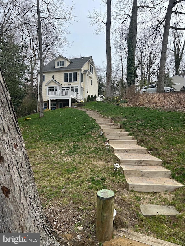2656 Queen Anne Cir, Annapolis, MD 21403 - view of yard featuring a deck and stairs