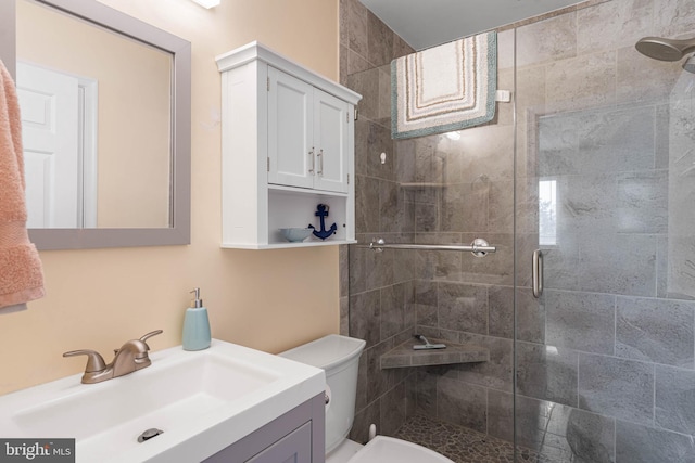 201 S Heron Dr Unit 1G, Harbour Club, Ocean City, MD 21842 - full bathroom featuring vanity, toilet, and a shower stall
