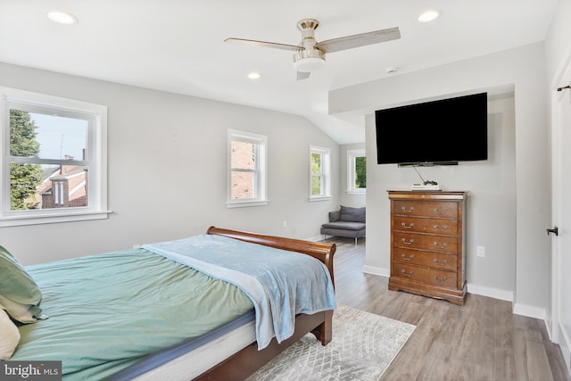 2116 R St NE, Washington, DC 20002 - bedroom with recessed lighting, light wood-style flooring, a ceiling fan, and baseboards