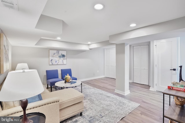 2116 R St NE, Washington, DC 20002 - living area featuring recessed lighting, wood finished floors, and baseboards