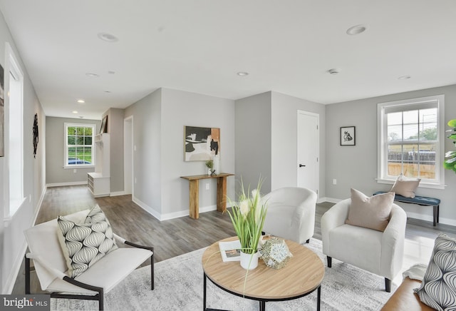 2116 R St NE, Washington, DC 20002 - living room with wood finished floors, baseboards, and recessed lighting
