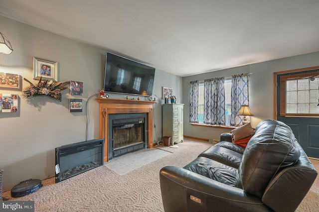 113 Fieldbrook, Magnolia, DE 19962 - living room with carpet flooring and a fireplace with flush hearth