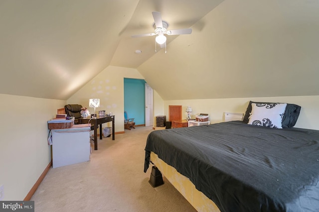 113 Fieldbrook, Magnolia, DE 19962 - bedroom featuring lofted ceiling, light carpet, a ceiling fan, and baseboards