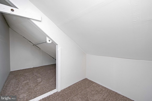 additional living space featuring carpet flooring and lofted ceiling
