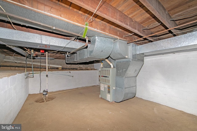 unfinished below grade area with heating unit